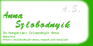 anna szlobodnyik business card